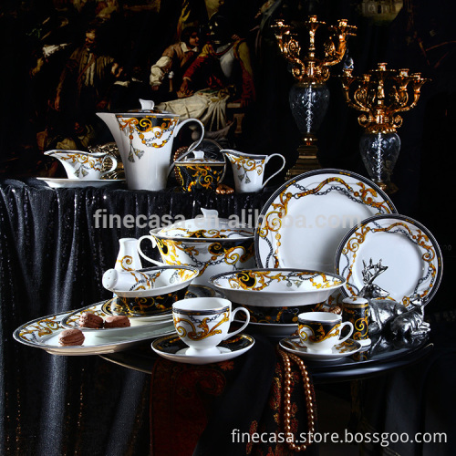 124 Pieces Luxury Fine Bone China Dinner Set